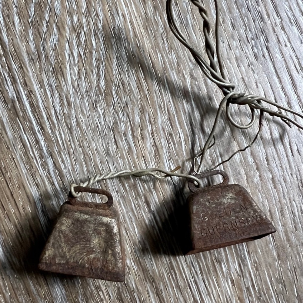 Golden Guernsey Miniature Cow Bells OS Brown Rustic Vintage Metal Farm Decor